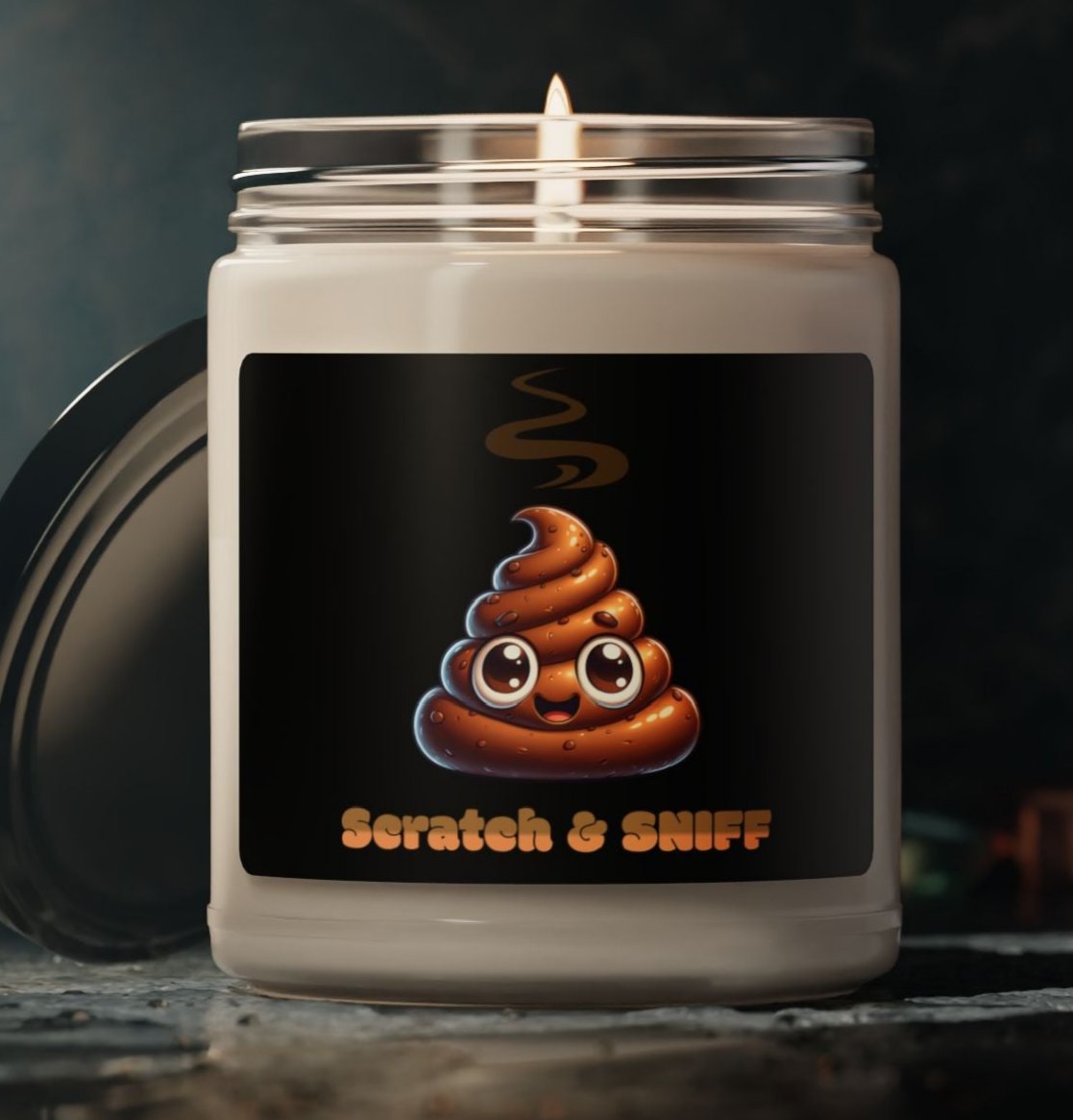 Candle - Scratch and Sniff Poop Scented Soy Candle, 9oz