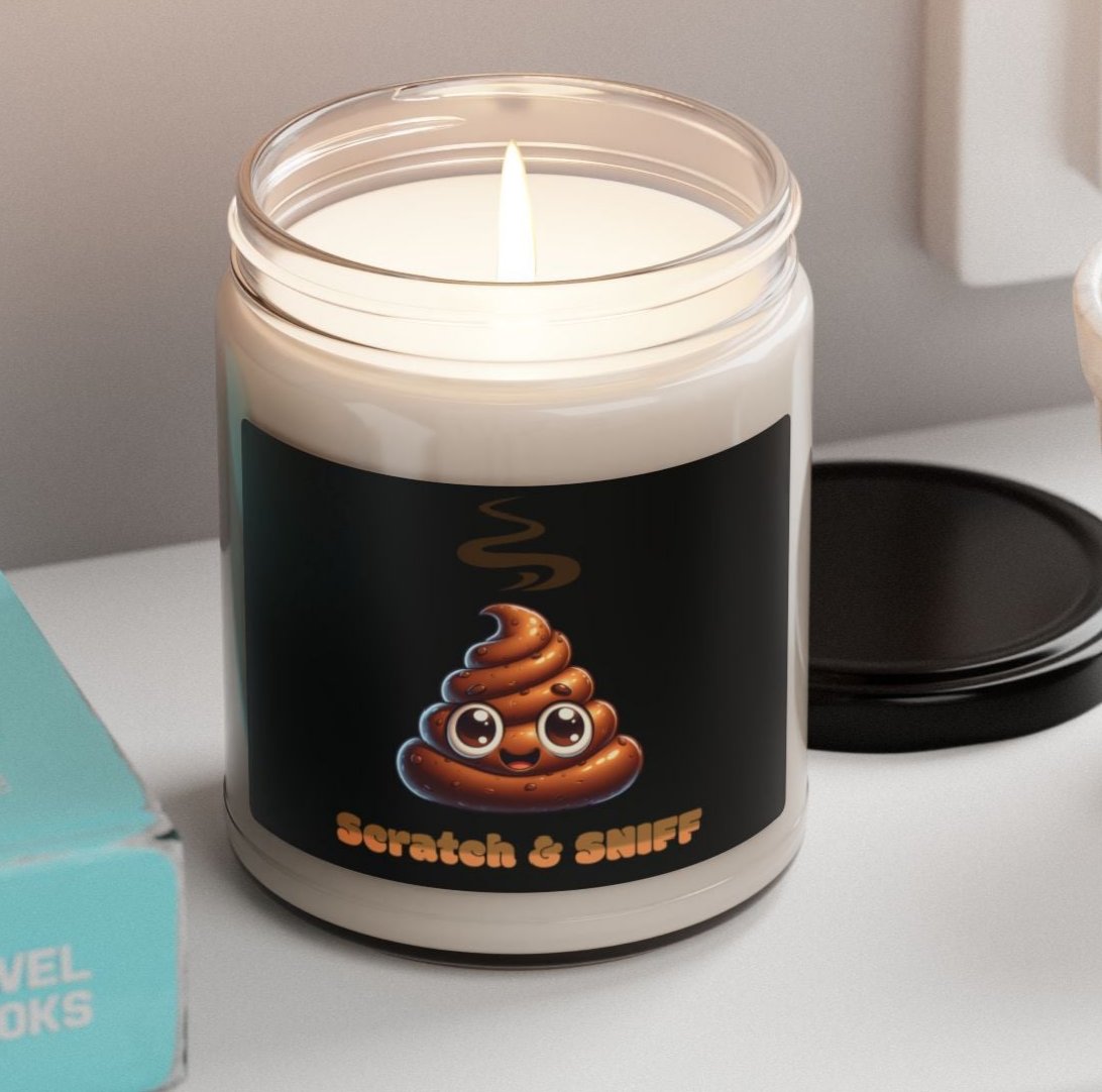 Candle - Scratch and Sniff Poop Scented Soy Candle, 9oz