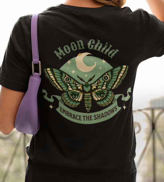 Women's Tee - Moon Child Moth Draw to the Moon